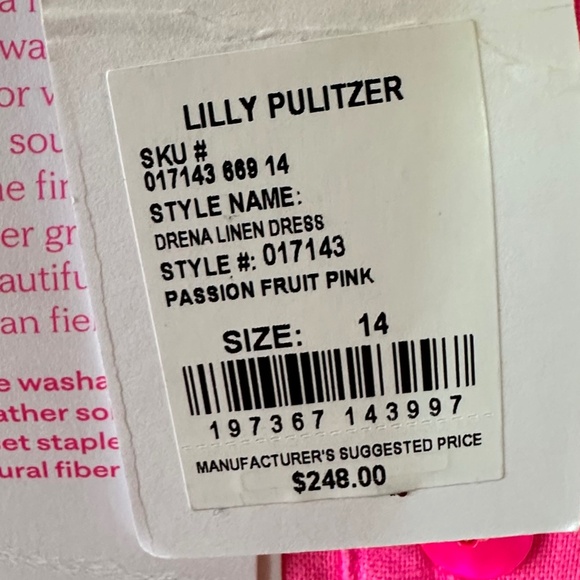 💥Lilly Pulitzer - DRENA Linen Dress NWT- Passion Fruit Pink - Lined - NWT!!!💥 - Picture 12 of 14